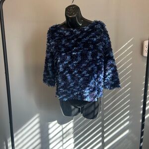 Elegant Navy Fuzzy Sweater